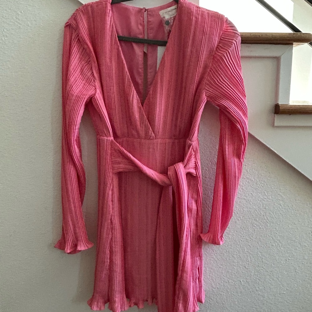 Lovers + Friends Vibrant Pink Long Sleeve Dress